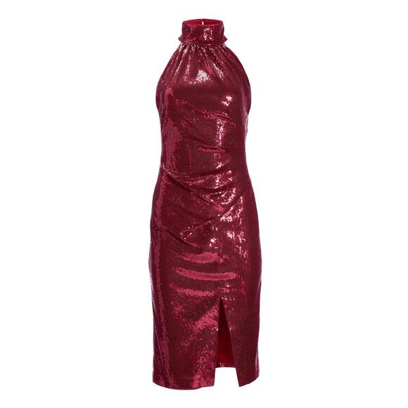NWT Boston Proper Womens Red High Neck Sequin Dress Holiday Cocktail Dress 10 - Picture 1 of 3